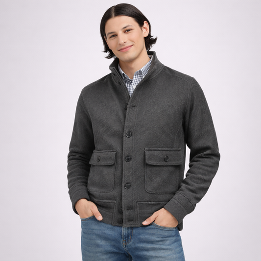 Męska casualowa kurtka zapinana na guziki o uporządkowanym fasonie