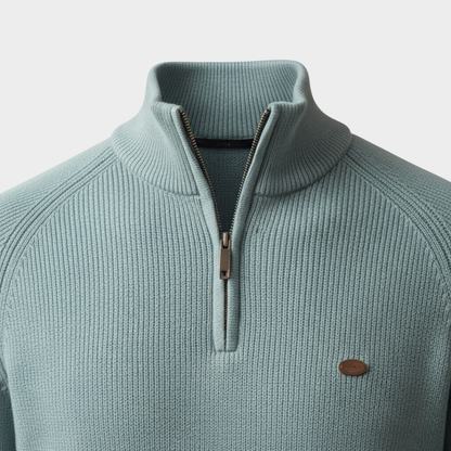 Męski sweter półgolf zapinany na zamek z miękkiej dzianiny